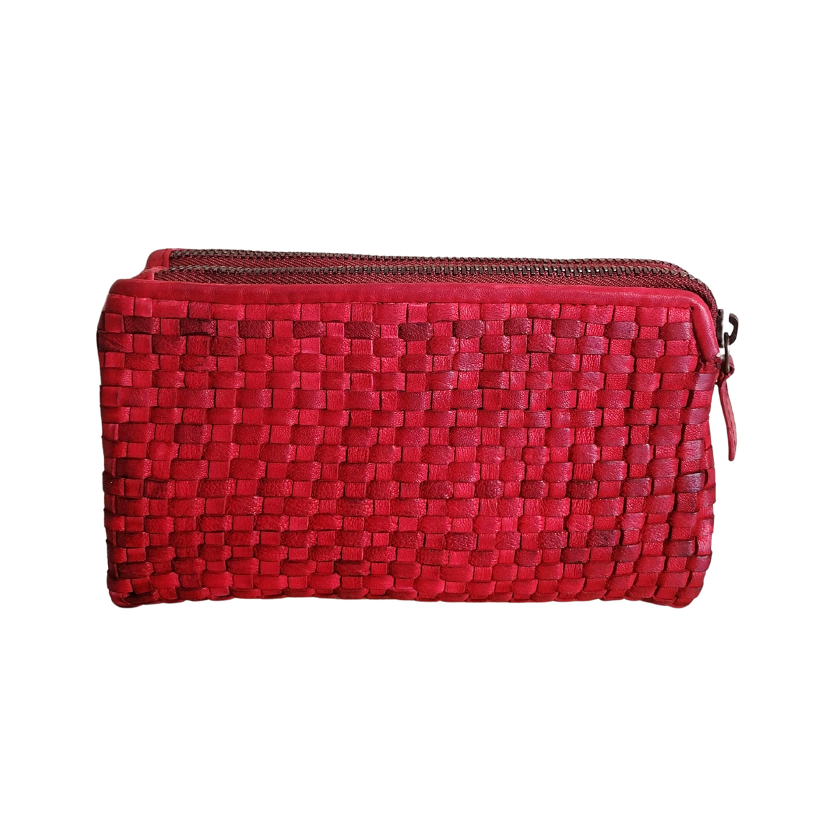 Offerta Portafoglio Due Zip 17x10 Vera Pelle Sauvage Intrecciata Effetto Vintage POFSS177-1035506