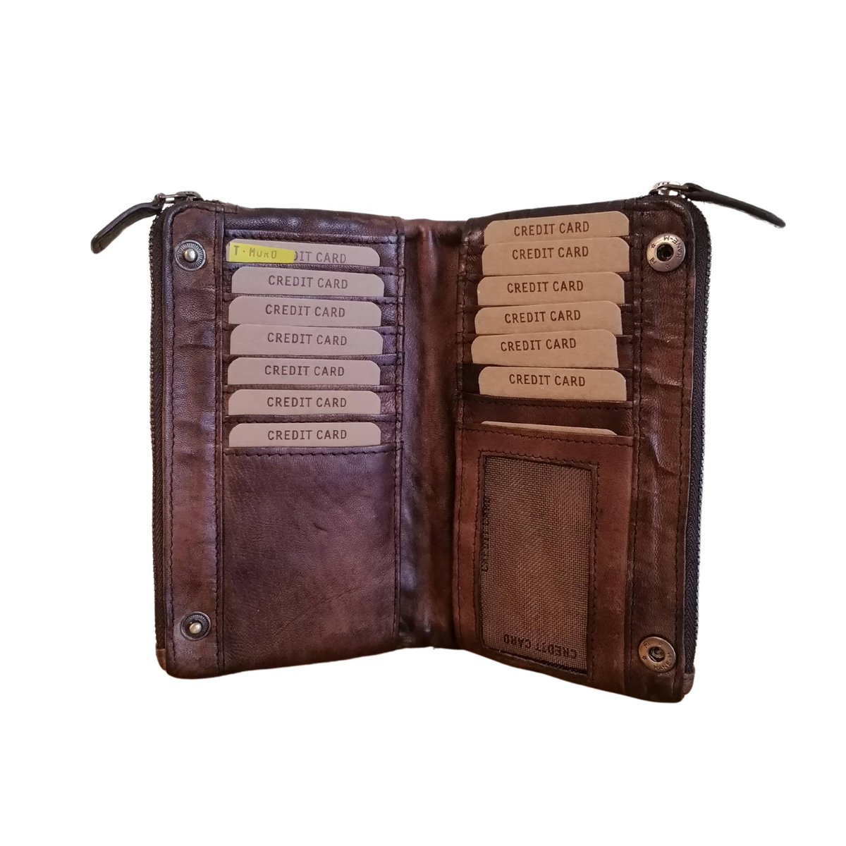 Offerta Portafoglio Due Zip 17x10 Vera Pelle Sauvage Intrecciata Effetto Vintage POFSS177-1035506