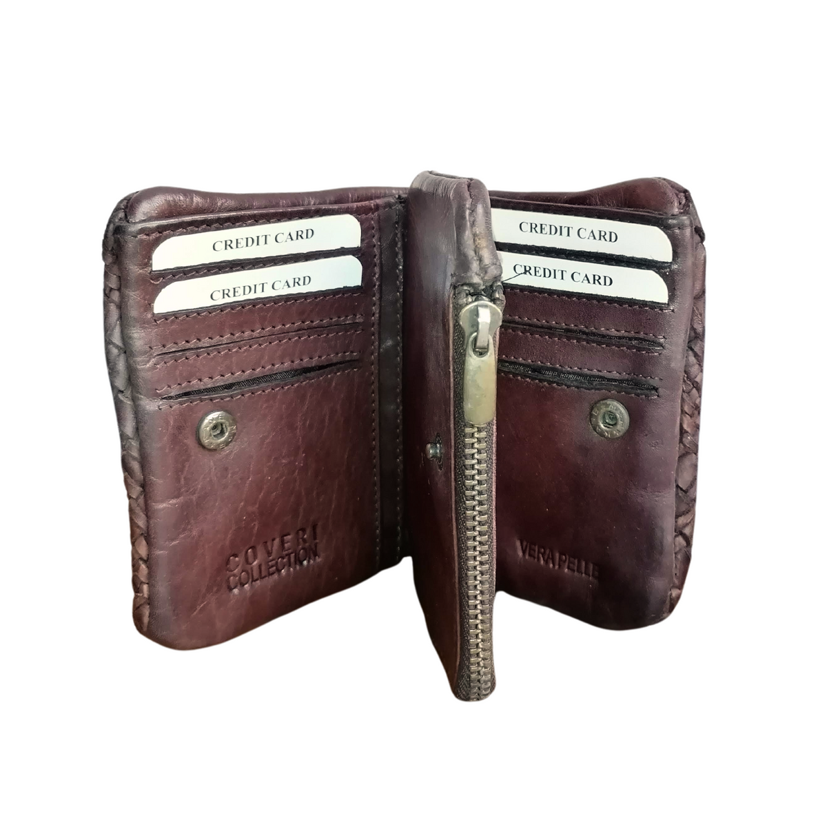 Portafoglio 3 ante Coveri Collection Vera Pelle Intrecciata