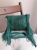 Borsa con Frangia in Vera Pelle Scamosciata