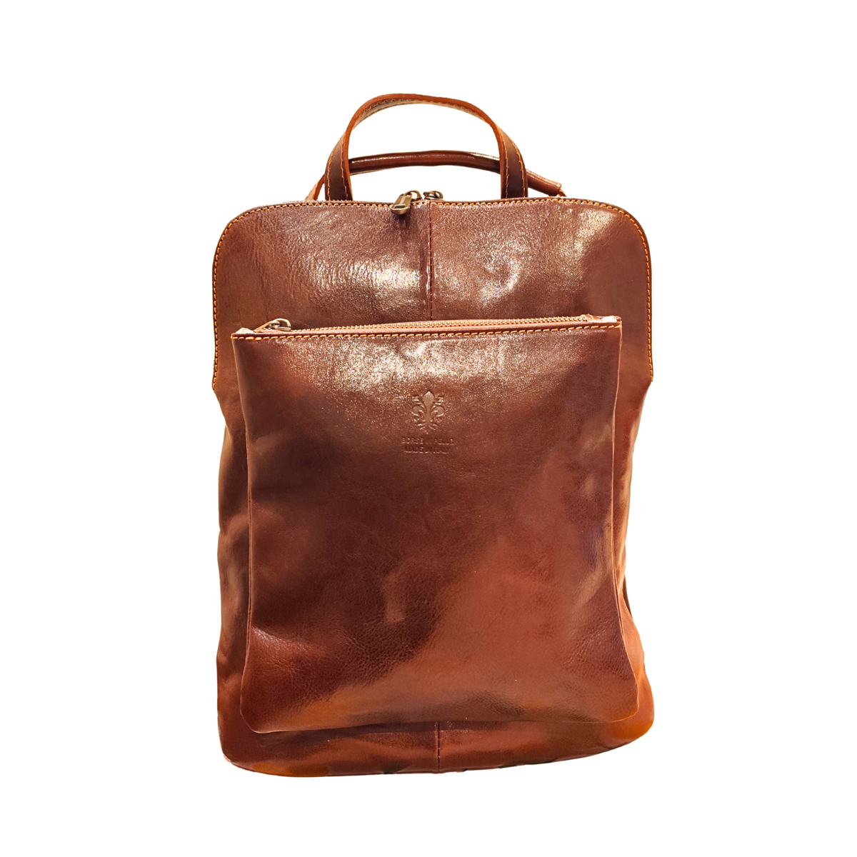 2Way Zaino / Borsa in Vero Cuoio Rigido Artigianale Made in Italy