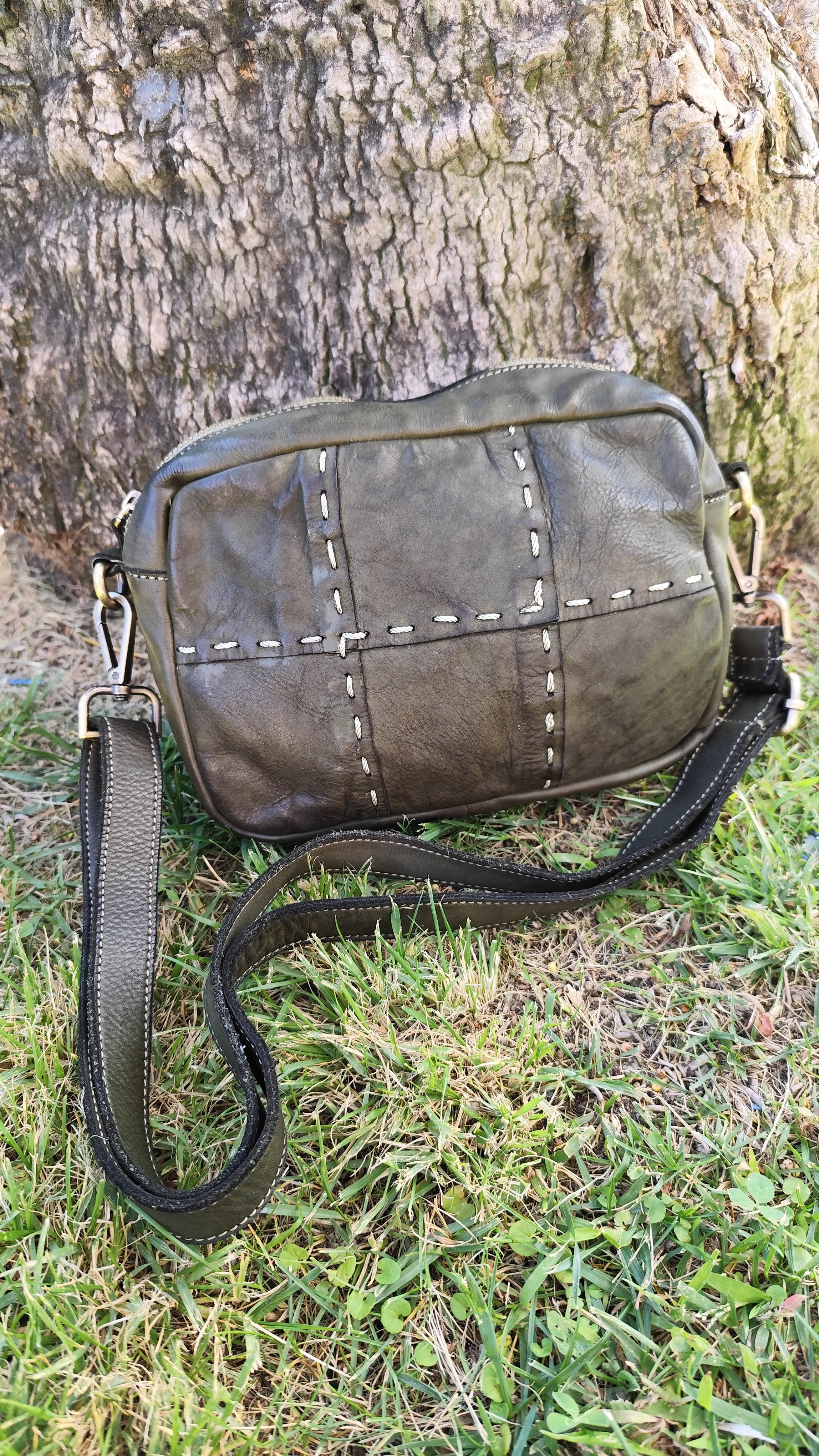 Borsa a Tracolla con cucitura in Vera Pelle Sauvage Made in Italy Borsa a Tracolla con cucitura in Vera Pelle Sauvage Made in Italy
