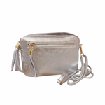 Pochette con frangia in Vera Pelle Dollaro Made in Italy