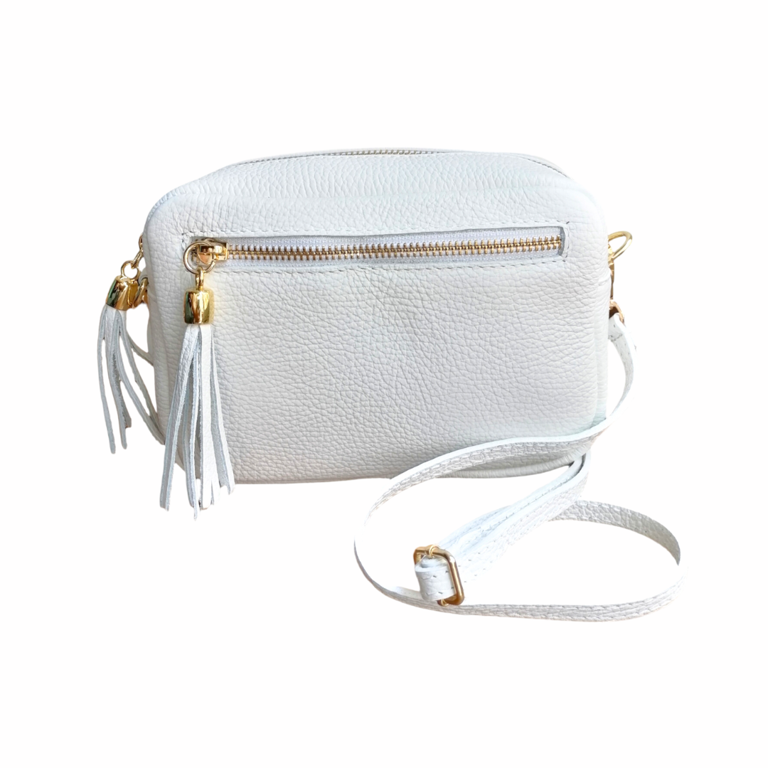 Pochette con frangia in Vera Pelle Dollaro Made in Italy