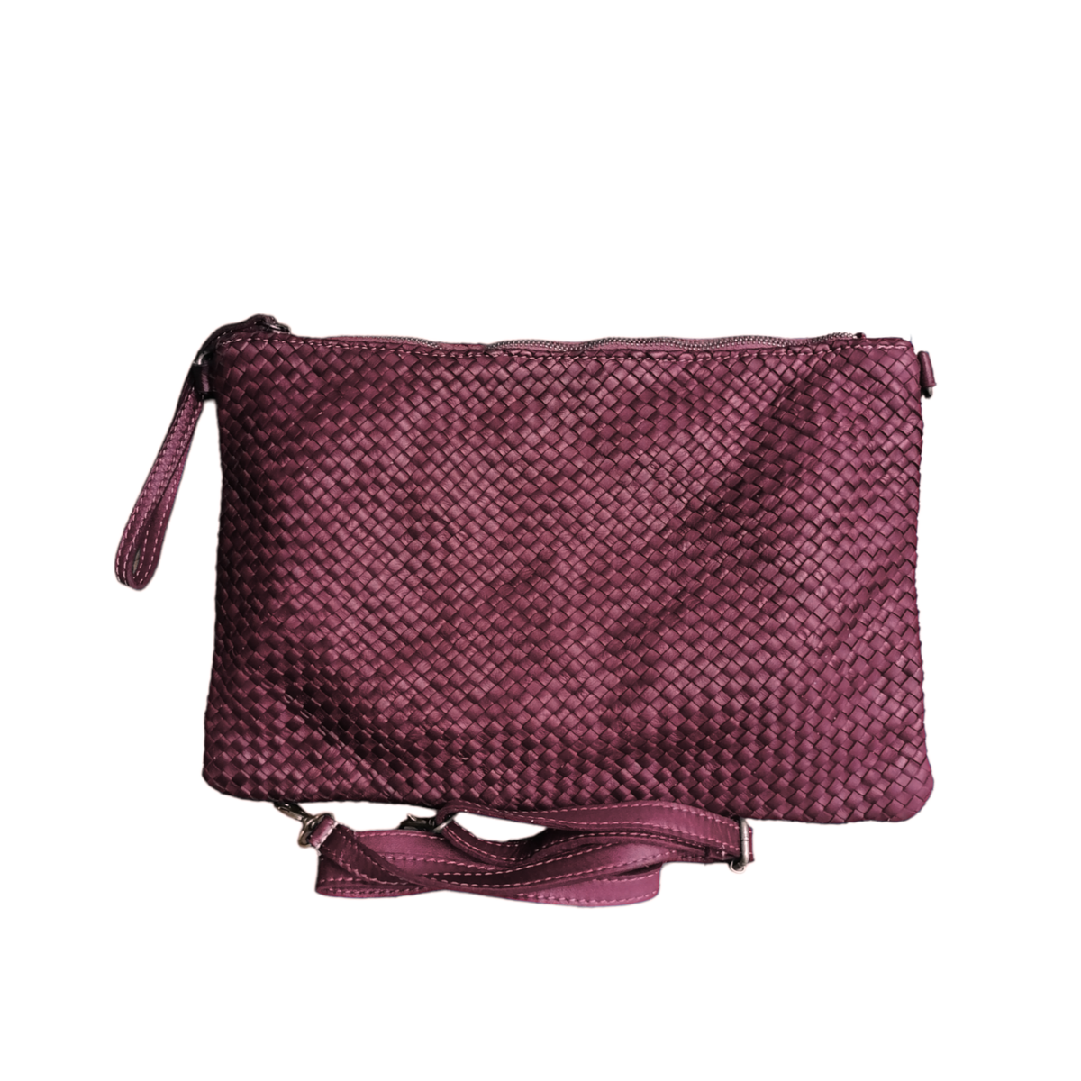Tracolla Grande Intrecciata Fronte/Retro 23x35cm Vera Pelle Sauvage Vintage