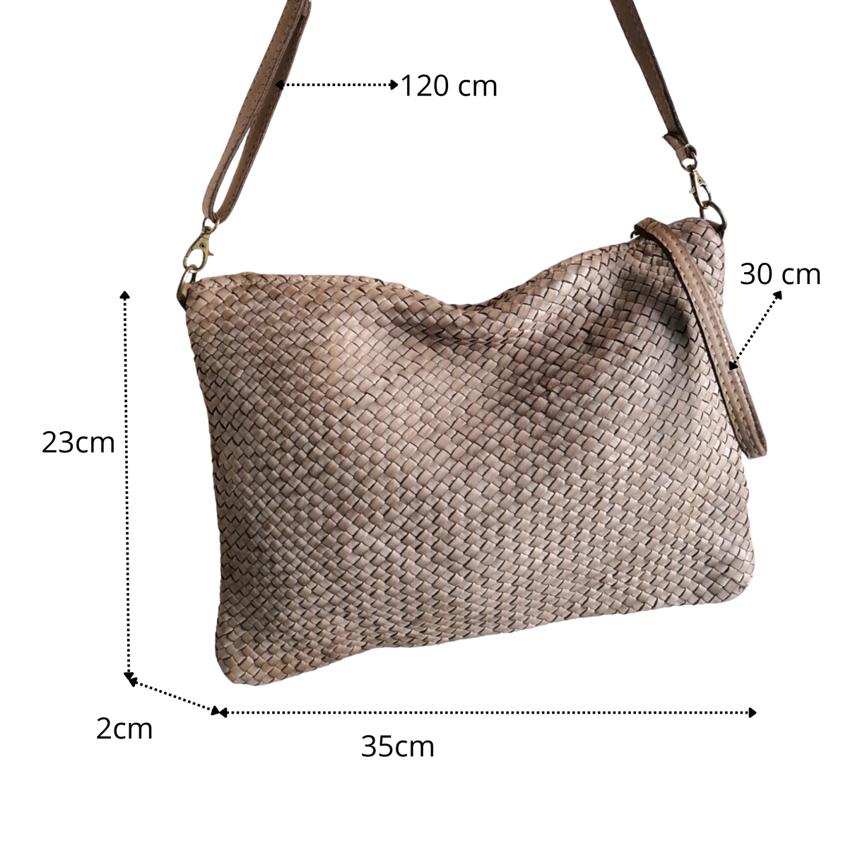 Tracolla Grande Intrecciata Fronte/Retro 23x35cm Vera Pelle Sauvage Vintage