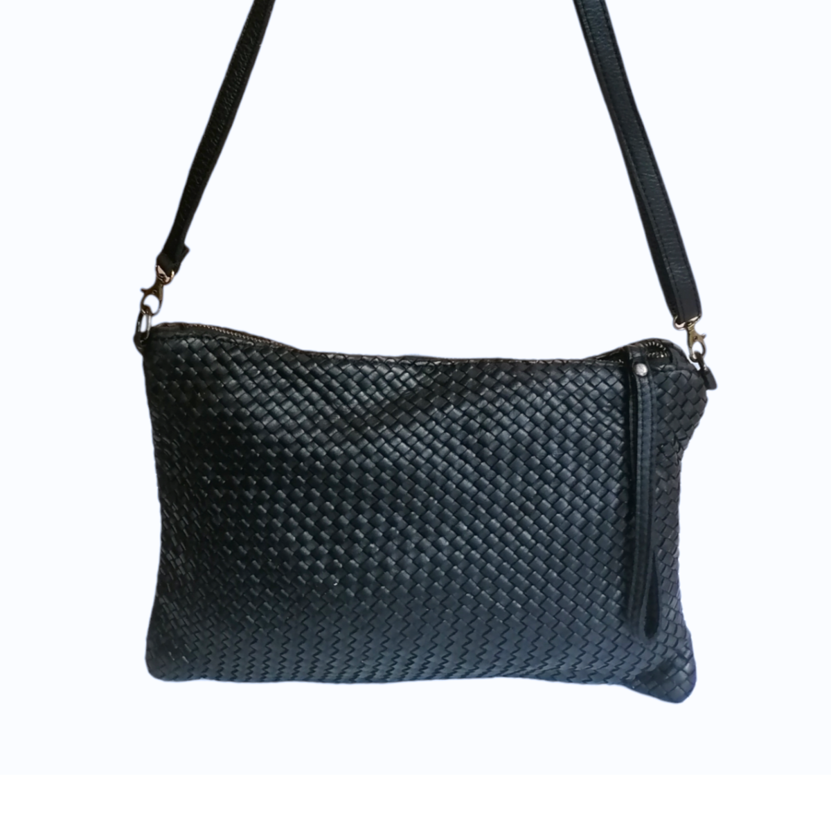 Tracolla Grande Intrecciata Fronte/Retro 23x35cm Vera Pelle Sauvage Vintage