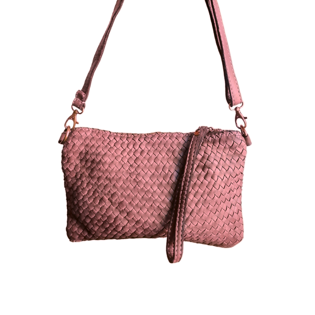 Tracolla Piccola Rettangolo Intrecciata 14 x 23cm Vera Pelle Sauvage Vintage