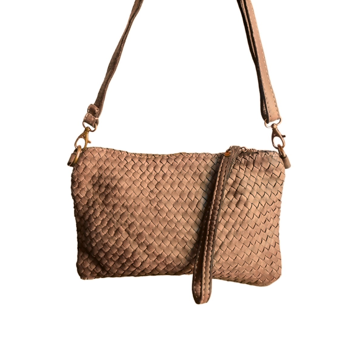 Tracolla Piccola Rettangolo Intrecciata 14 x 23cm Vera Pelle Sauvage Vintage