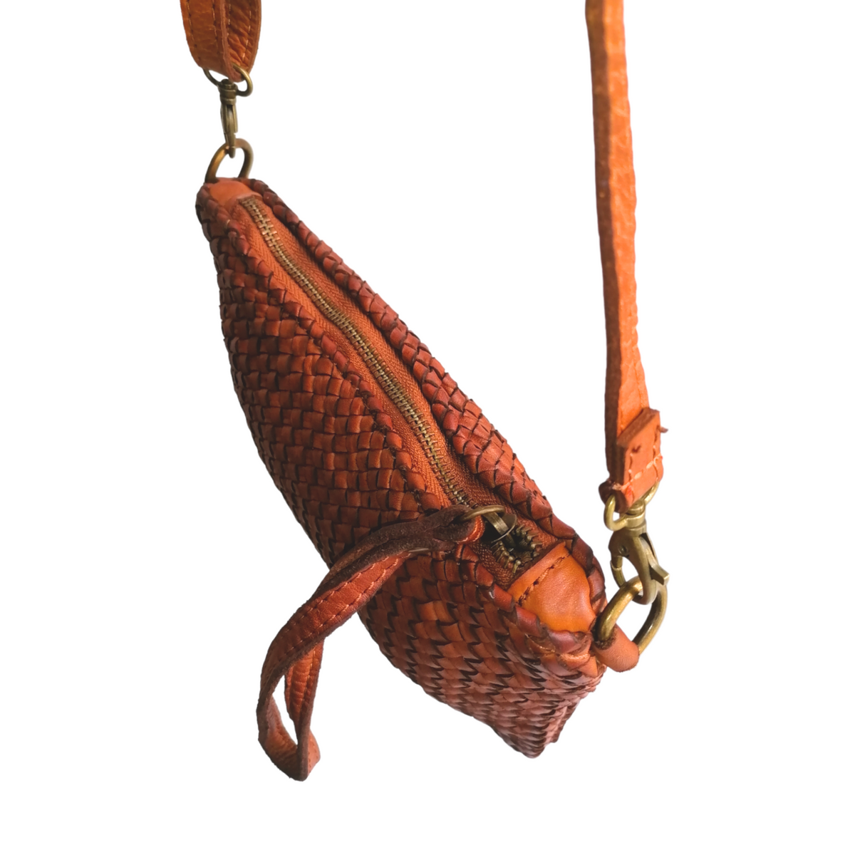 Tracolla Piccola Rettangolo Intrecciata 14 x 23cm Vera Pelle Sauvage Vintage