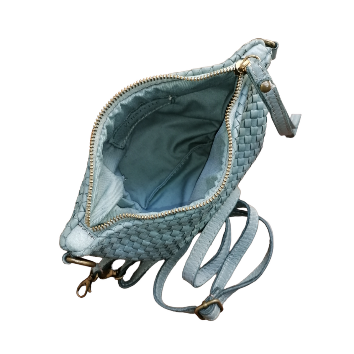 Tracolla Piccola Rettangolo Intrecciata 14 x 23cm Vera Pelle Sauvage Vintage