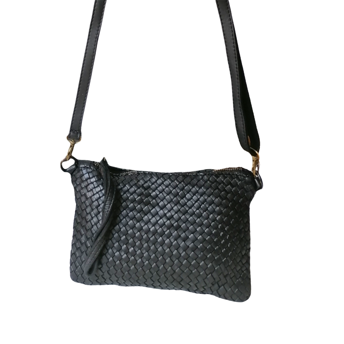 Tracolla Piccola Rettangolo Intrecciata 14 x 23cm Vera Pelle Sauvage Vintage