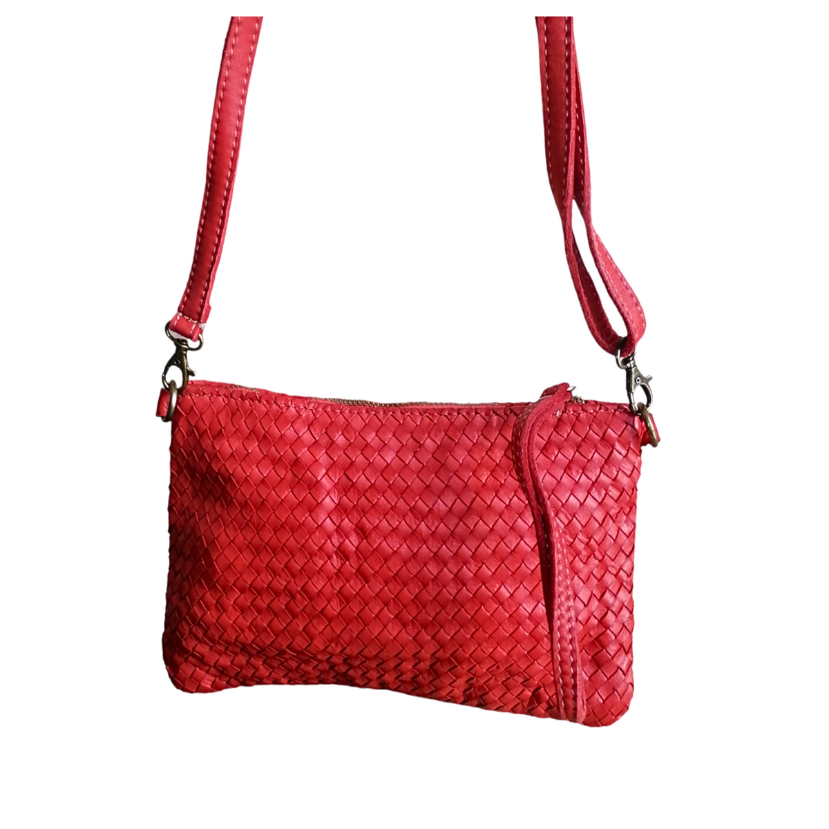 Tracolla Piccola Rettangolo Intrecciata 14 x 23cm Vera Pelle Sauvage Vintage