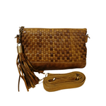 Borsetta a Tracolla Doppio Comparto in Vera Pelle Intrecciata Sauvage