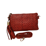 Borsetta a Tracolla Doppio Comparto in Vera Pelle Intrecciata Sauvage