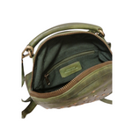 Borsetta Rotonda con Rivetti a Tracolla in Vera Pelle Sauvage