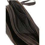 Borsetta a Tracolla Doppio Zip con Rivetti in Vera Pelle Sauvage Vintage