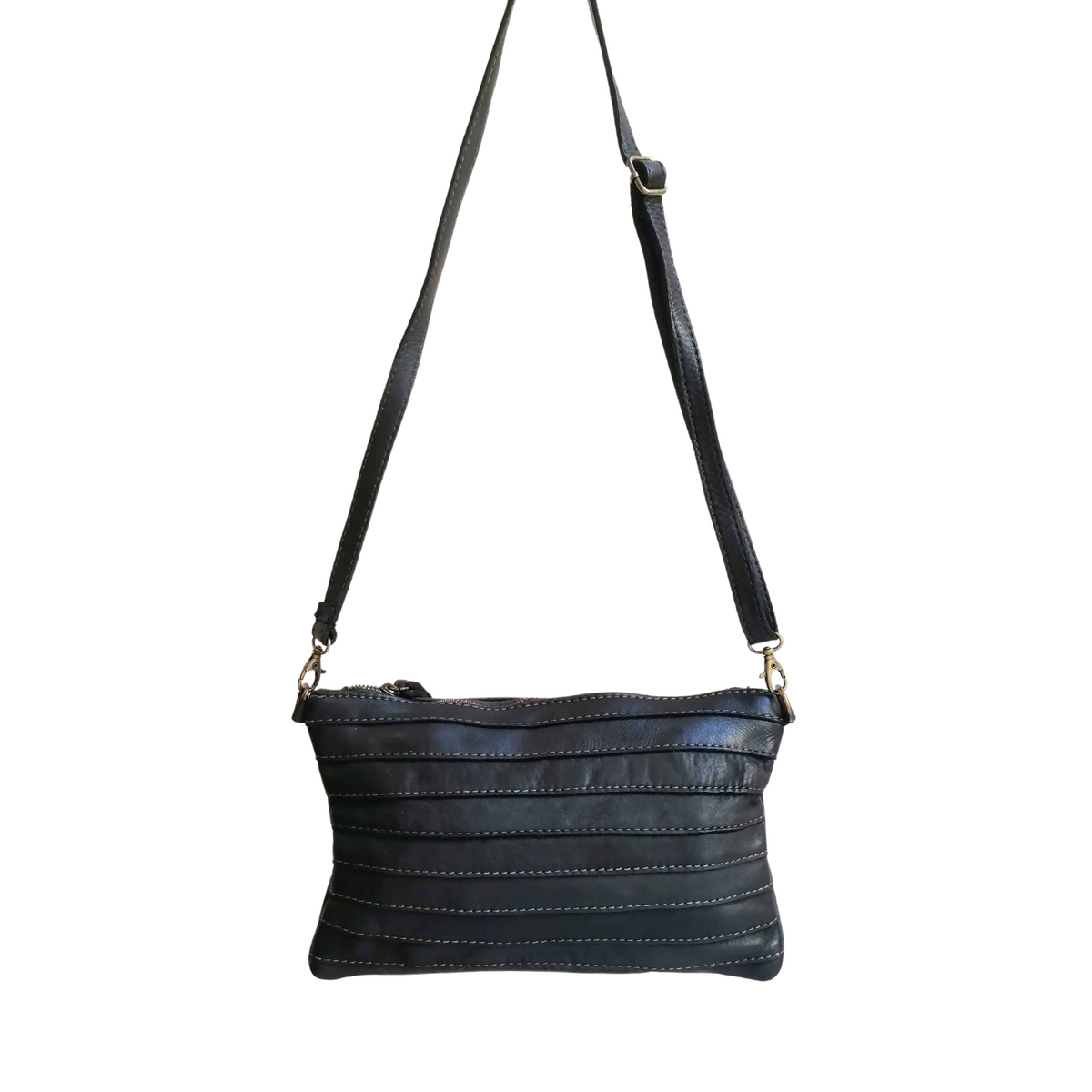 Tracolla Media Sauvage Strisce in Vera Pelle Sauvage Stile Vintage SS214