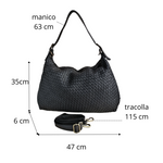 Hobo Bag Grande in Vera Pelle Intrecciata Stile Vintage Made In Italy SS216