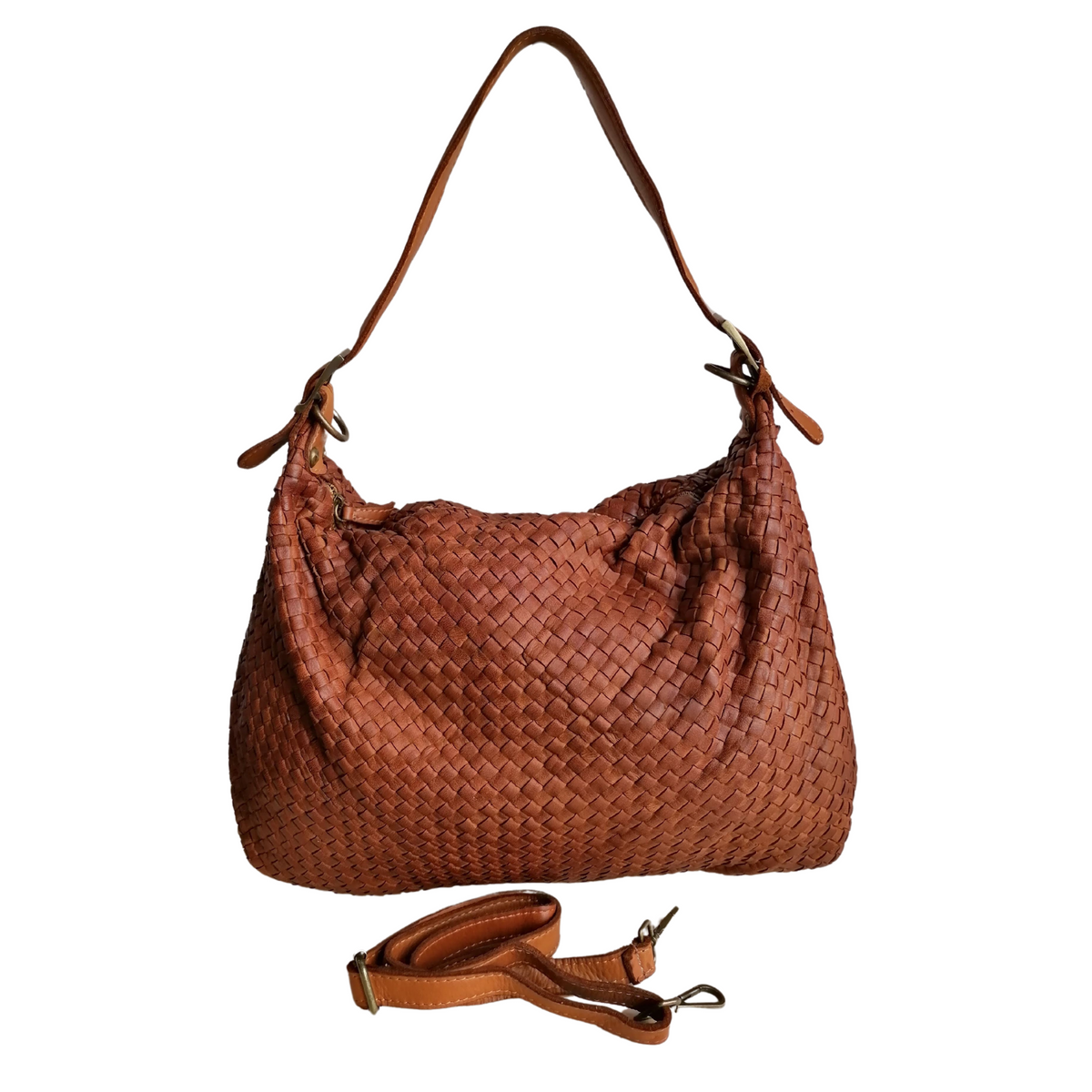 Hobo Bag Grande in Vera Pelle Intrecciata Stile Vintage Made In Italy SS216