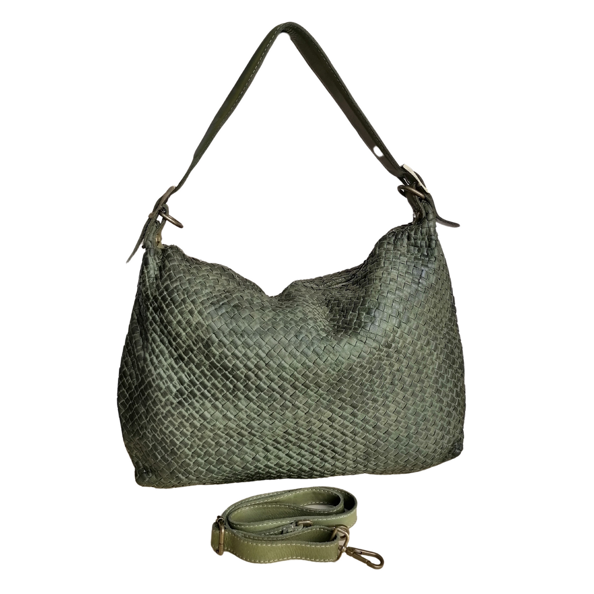 Hobo Bag Grande in Vera Pelle Intrecciata Stile Vintage Made In Italy SS216