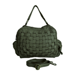 Borsa Bauletto 2 Zip in Vera Pelle Intrecciata Sauvage Stile Vintage Made In Italy SS218