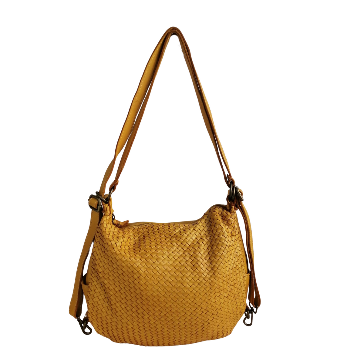 2way Zaino / Borsa in Vera Pelle Intrecciata Sauvage Vintage Made In Italy SS219