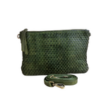 Busta a Tracolla 17x26 cm in Vera Pelle Sauvage Intrecciata Stile Vintage SS220