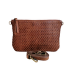 Busta a Tracolla 17x26 cm in Vera Pelle Sauvage Intrecciata Stile Vintage SS220