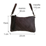 Tracolla Piccola 15 x 23cm Vera Pelle Sauvage Intrecciata Vintage SS224