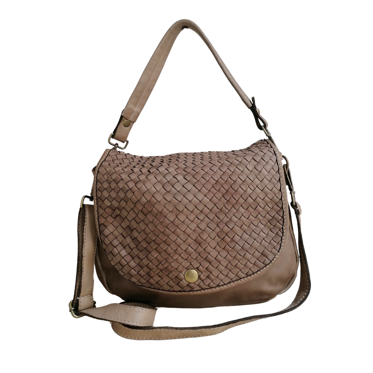 Borsa a Tracolla con Pattina in Vera Pelle Intrecciata Made In Italy SS228