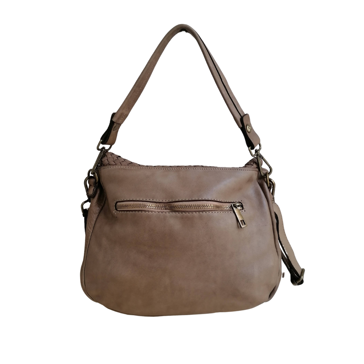 Borsa a Tracolla con Pattina in Vera Pelle Intrecciata Made In Italy SS228