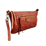 Tracolla in Vera Pelle Sauvage Intrecciata Vintage 18x29cm SS240 Made in Italy