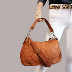 Borsa a Tracolla 2 Zip in Vera Pelle Sauvage Intrecciata ss247 Made In Italy