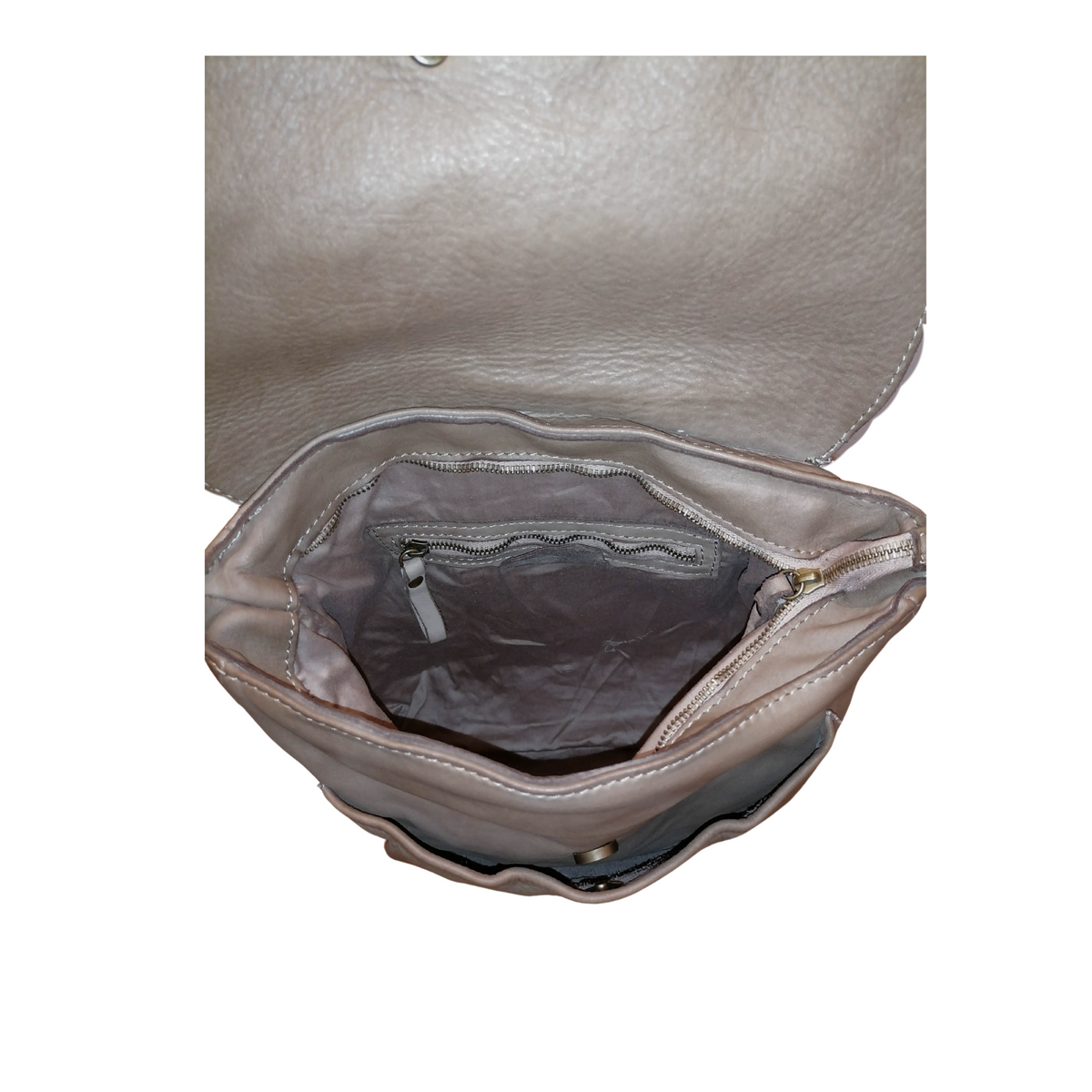 zaino sauvage vera pelle taupe interna