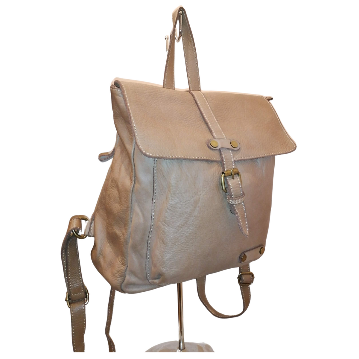 zaino sauvage vera pelle taupe