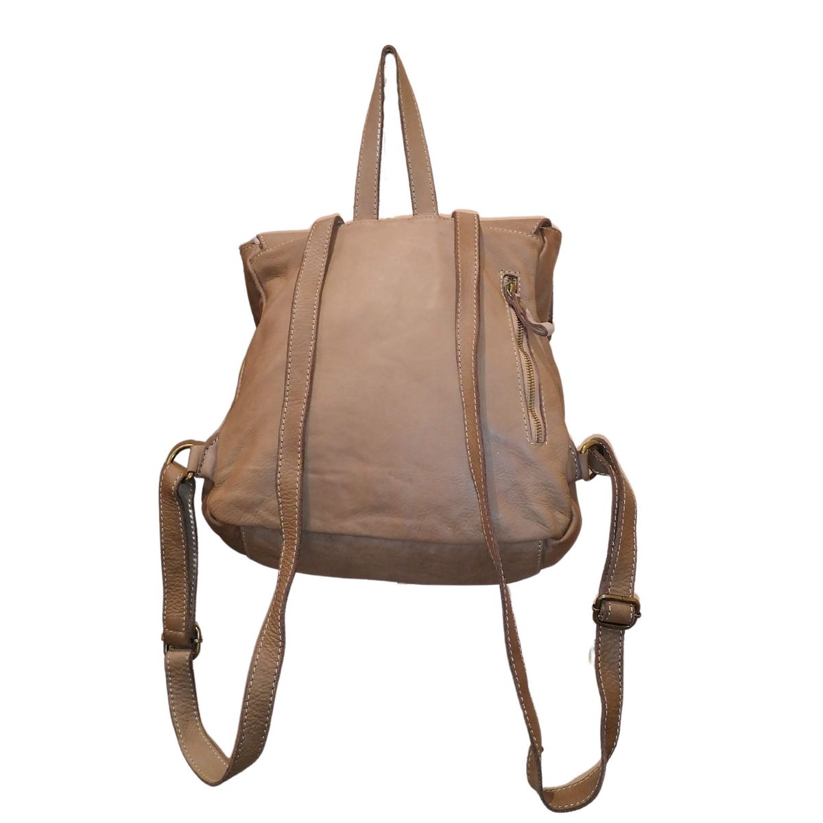 zaino sauvage vera pelle taupe retro