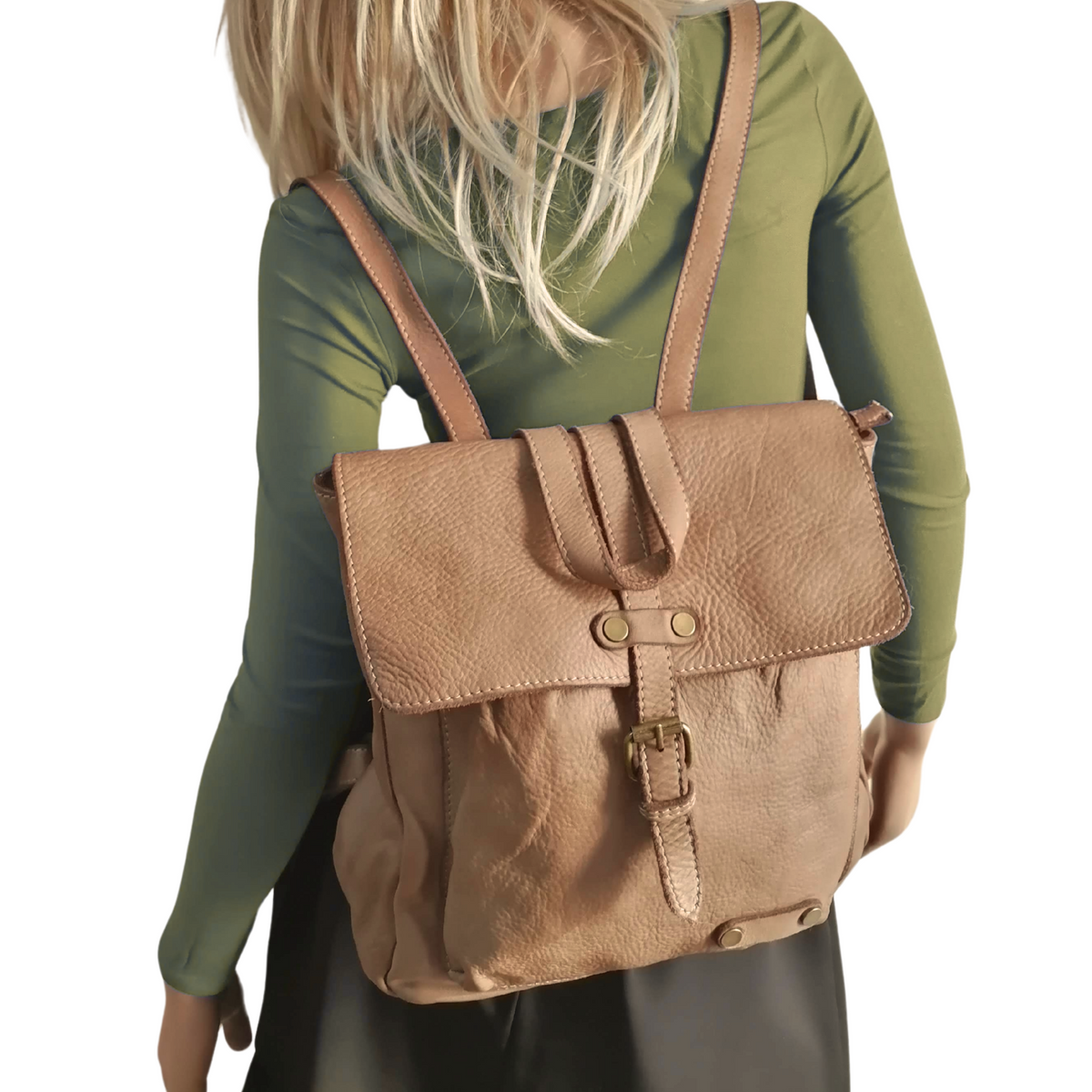 zaino sauvage vera pelle taupe modella