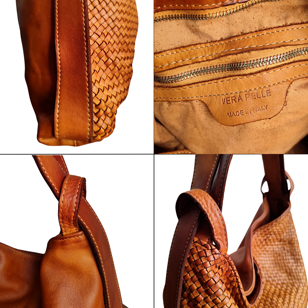 Borsa / Zaino Grande in Vera Pelle Intrecciata Sauvage Stile Vintage