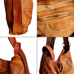 Borsa / Zaino Grande in Vera Pelle Intrecciata Sauvage Stile Vintage