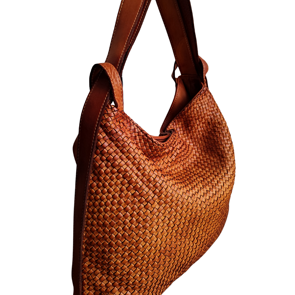 Borsa / Zaino Grande in Vera Pelle Intrecciata Sauvage Stile Vintage