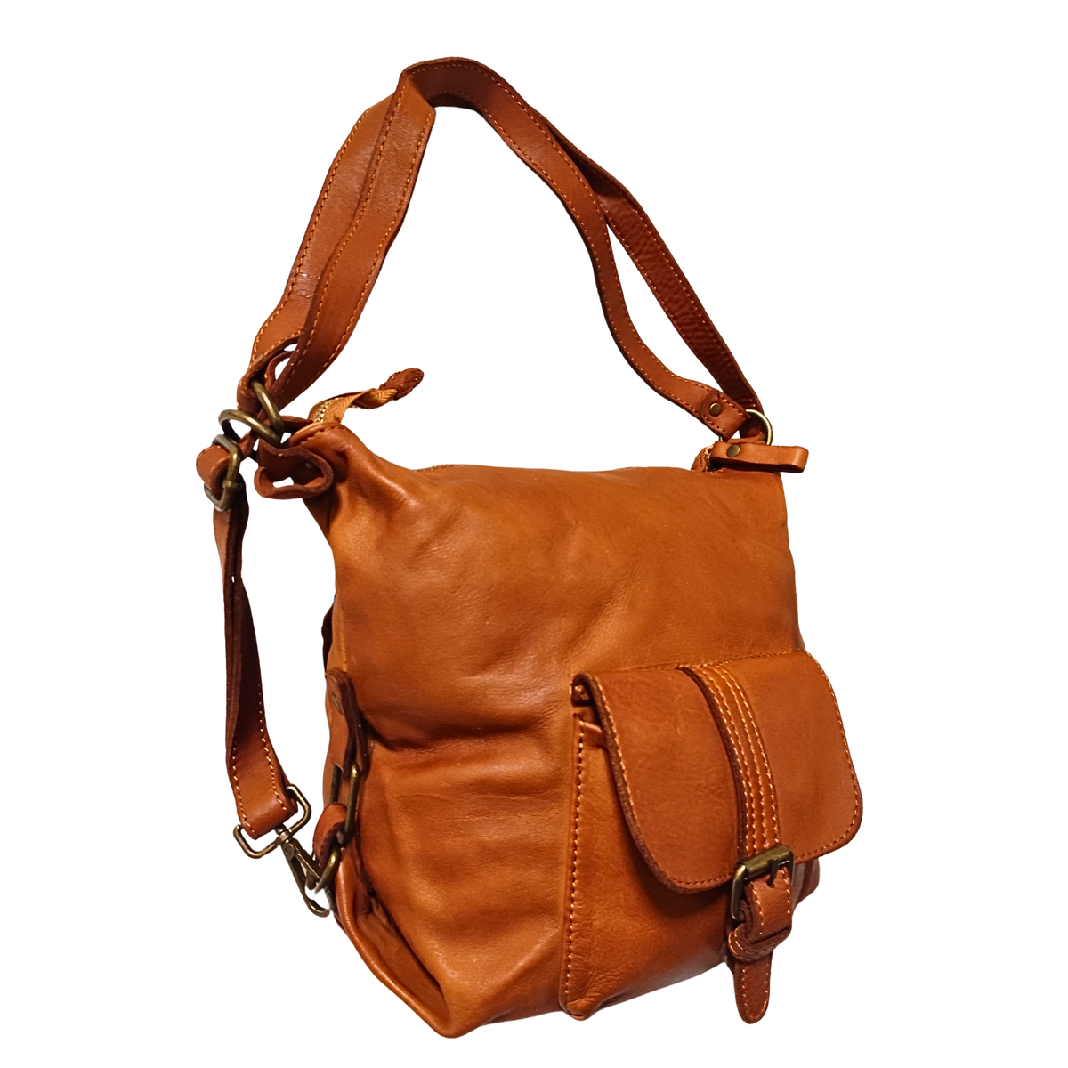 Borsa/Zaino con Tasca in Vera Pelle Liscia Sauvage | Made in Italy | SS262
