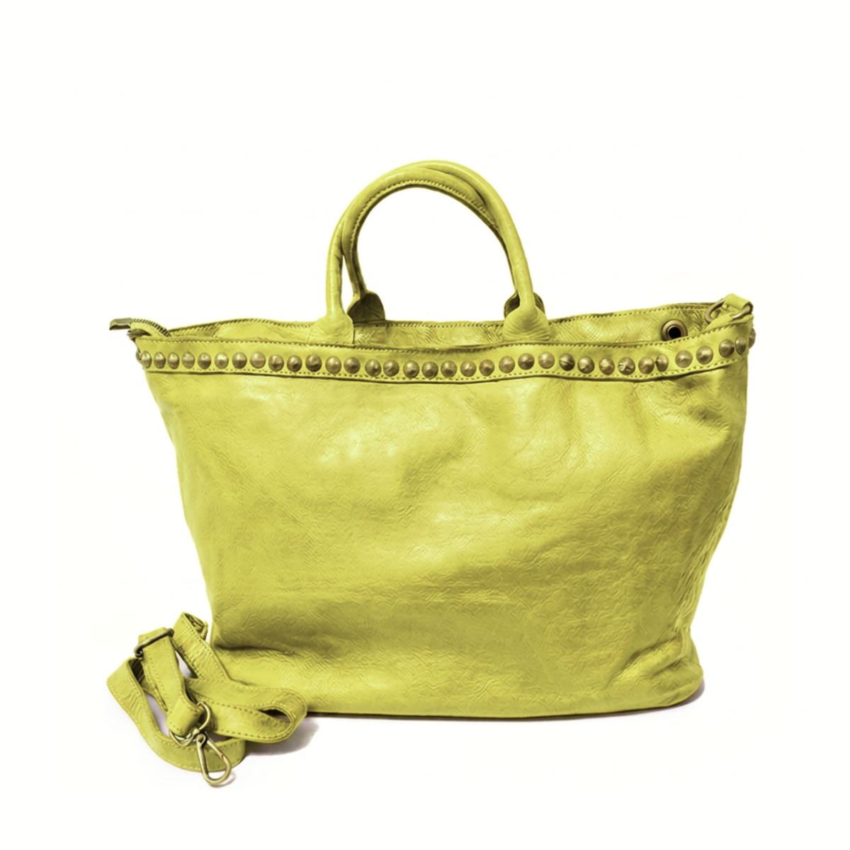 A metà prezzo! Borsa grande con Borchie in Vera Pelle Sauvage