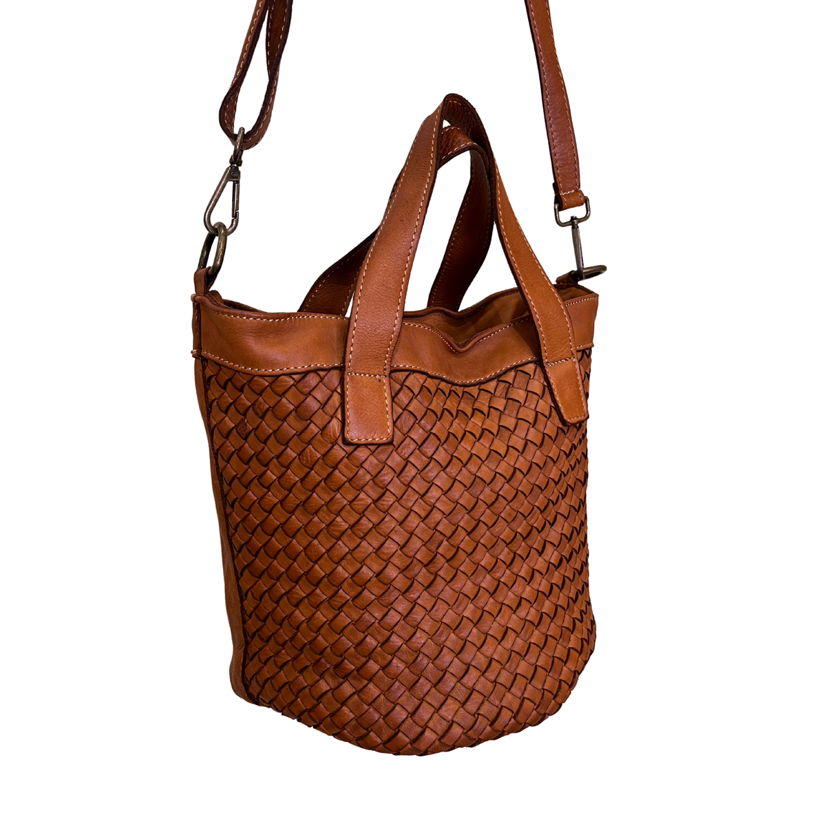 Borsa a Secchiello in Vera Pelle Sauvage Intrecciata SS282INT | Made in Italy
