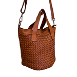 Borsa a Secchiello in Vera Pelle Sauvage Intrecciata SS282INT | Made in Italy