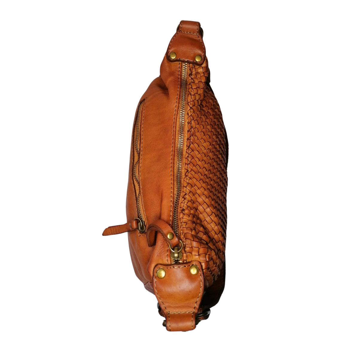 Hobo Bag 22x30 in Vera Pelle Sauvage Intrecciata Made In Italy