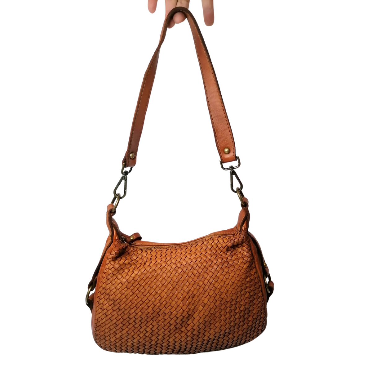 Hobo Bag 22x30 in Vera Pelle Sauvage Intrecciata Made In Italy