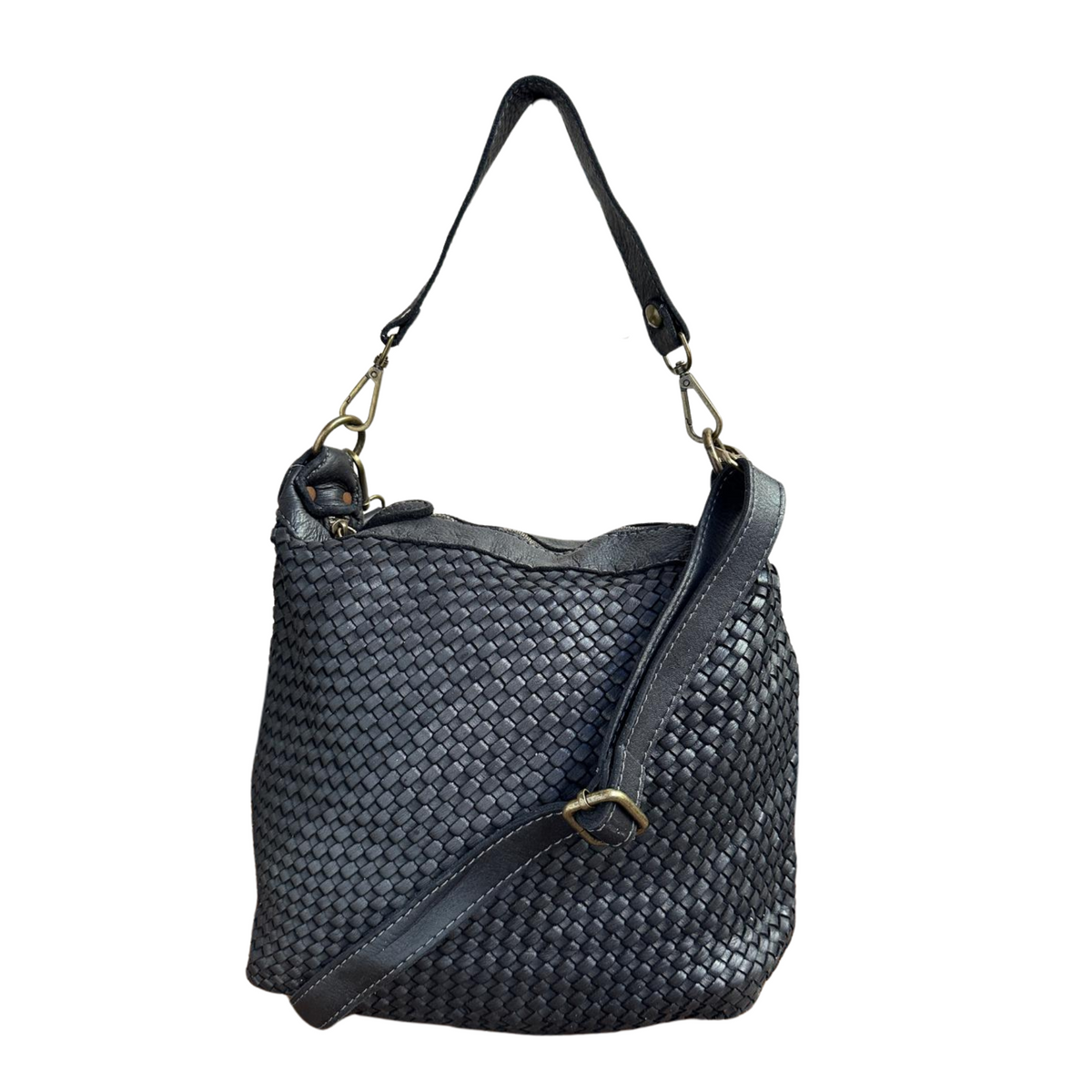 secchiello intrecciata tracolla nera