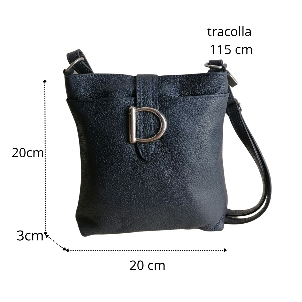 Tracolla Quadrata D in Vera Pelle Dollaro Made In Italy