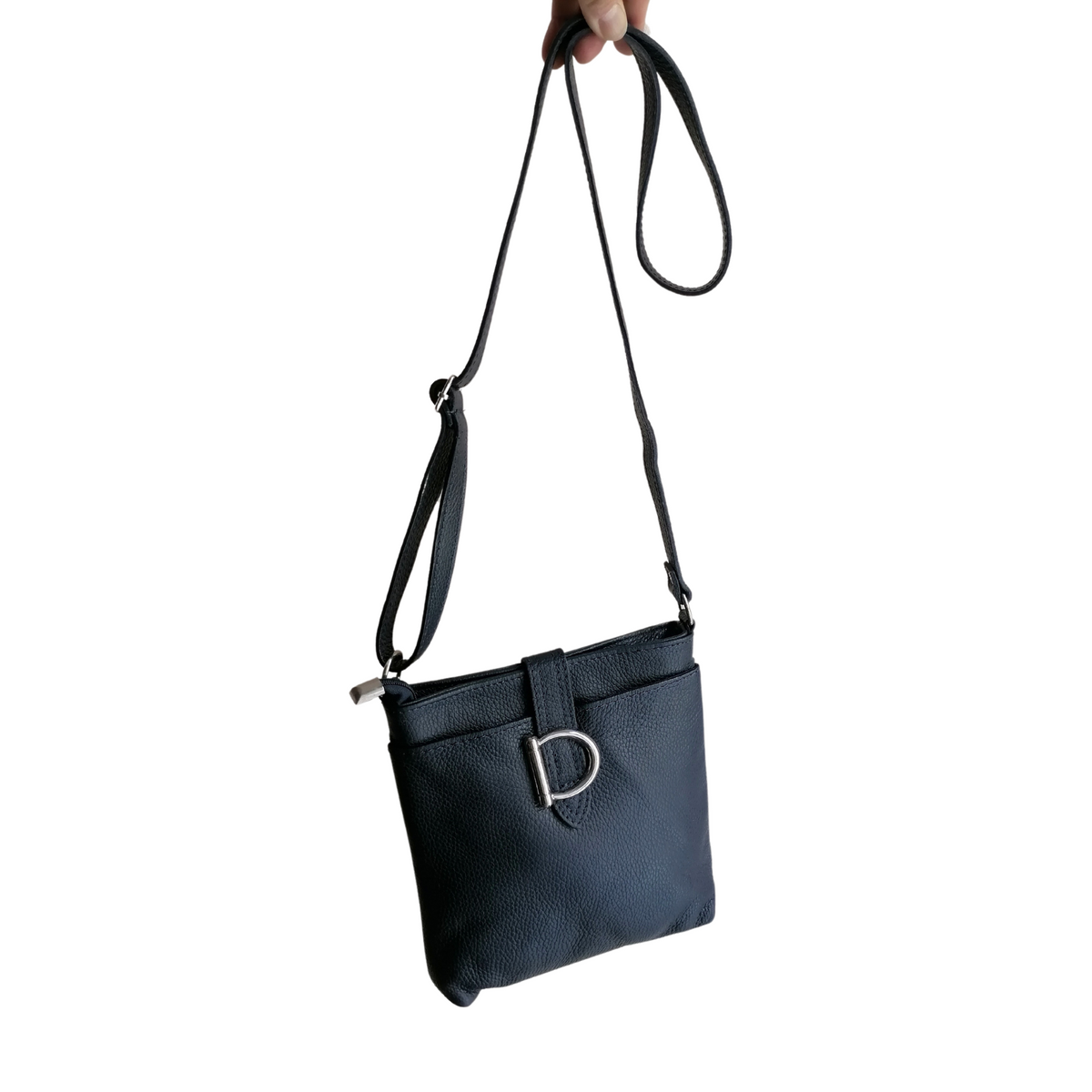 Tracolla Quadrata D in Vera Pelle Dollaro Made In Italy